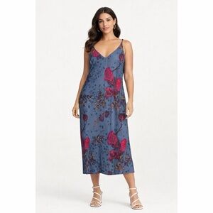NATORI Floral Satin Slip Dress